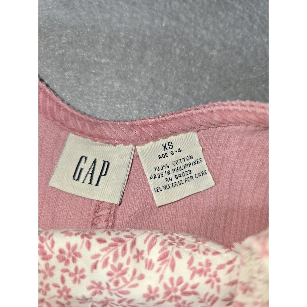 GAP Kids Pink Corduroy Jumper Dress Floral Tee 2 Piece XS 3-4 NWOT - Picture 7 of 14